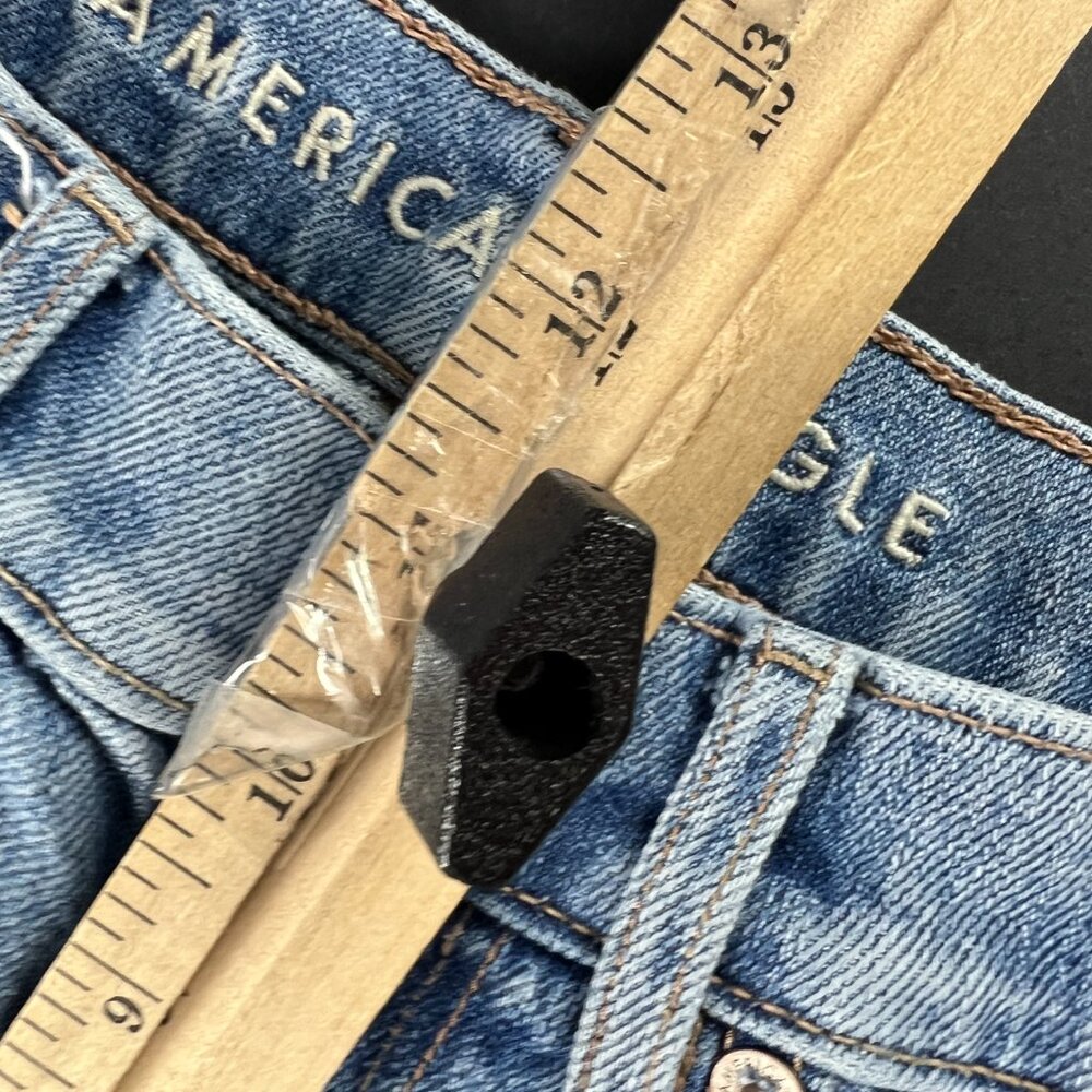 American Eagle Jean Women 27x28* Highest Rise 90s Flare Blue Cotton Denim Tag 6R - Picture 15 of 16
